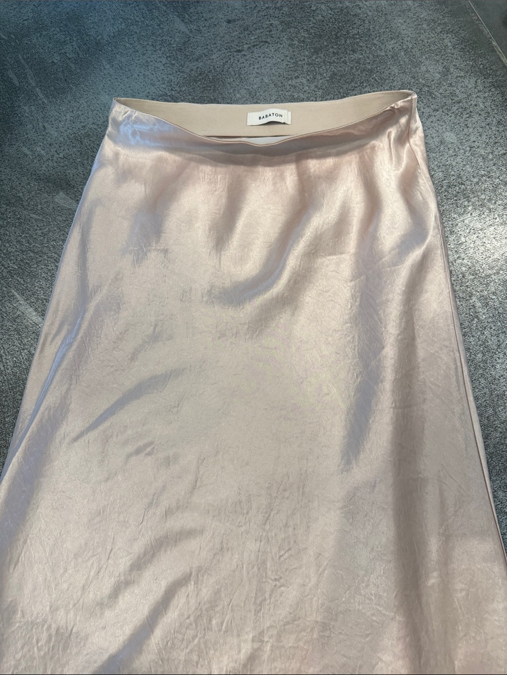 Babaton A-Line Satin Skirt in Pale Blush